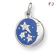 Sterling Silver Blue Enameled With CZ Charm
