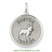 Sterling Silver Boston Terrier Disc Charm