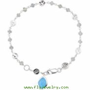 Sterling Silver BRACELET Complete with Stone UNEVEN & ROUND VARIOUS LABRADORITE AND BLU CHALCEDONY P