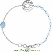 Sterling Silver BRACELET Complete with Stone UNEVEN AND ROUND VARIOUS BLUE CHALCEDONY Polished 7.5 I