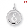 Sterling Silver Brocaded Initial E'' Charm