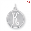 Sterling Silver Brocaded Initial K Charm