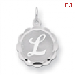 Sterling Silver Brocaded Initial L Charm