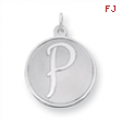 Sterling Silver Brocaded Initial P Charm