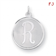 Sterling Silver Brocaded Initial R Charm