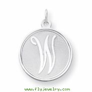 Sterling Silver Brocaded Initial W Charm