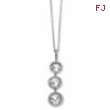 Sterling Silver Checker-cut CZ 3-stone 18in Necklace chain