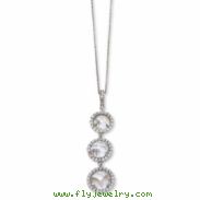 Sterling Silver Checker-cut CZ 3-stone 18in Necklace chain