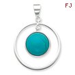 Sterling Silver Circle Turquoise Pendant