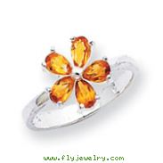 Sterling Silver Citrine Flower Ring