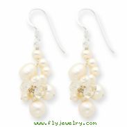 Sterling Silver Clear Crystal and White Cultured Pearl Earrings
