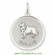 Sterling Silver Collie Disc Charm