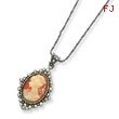 Sterling Silver Crystal Cameo Pendant With 16