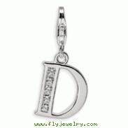 Sterling Silver Cubic Zirconia Letter D With Lobster Clasp Charm