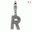 Sterling Silver Cubic Zirconia Letter R With Lobster Clasp Charm