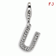 Sterling Silver Cubic Zirconia Letter U With Lobster Clasp Charm