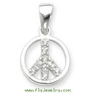 Sterling Silver Cubic Zirconia Peace Sign Pendant