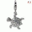 Sterling Silver Cubic Zirconia Sea Turtle With Lobster Clasp Charm