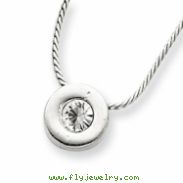 Sterling Silver CZ Charm on 16 Chain Necklace chain