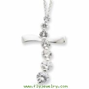 Sterling Silver CZ Cross Journey Necklace chain