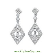 Sterling Silver CZ Diamond Cut Drop Earrings