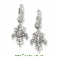 Sterling Silver CZ Fleur de lis Earrings