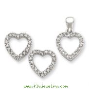 Sterling Silver CZ Heart Pendant & Earring Set
