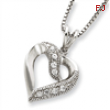 Sterling Silver CZ Heart Pendant on 16 Box Chain Necklace chain