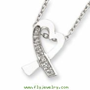Sterling Silver CZ Heart Pendant on 16 Chain Necklace chain
