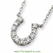 Sterling Silver CZ Horse Shoe Necklace chain