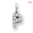 Sterling Silver CZ Initial P Charm