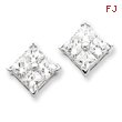 Sterling Silver CZ Large Square Post Earrings
