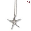 Sterling Silver CZ Starfish 18in Necklace chain
