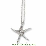 Sterling Silver CZ Starfish 18in Necklace chain
