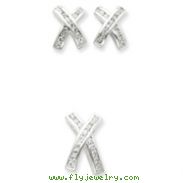 Sterling Silver CZ X Earrings and Pendant Set