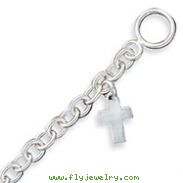 Sterling Silver Dangling Cross Charm Bracelet