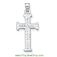 Sterling Silver Diamond -Cut Cross Pendant