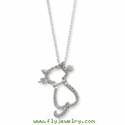 Sterling Silver Diamond Mystique 18in Cat Necklace