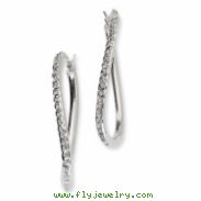 Sterling Silver Diamond Mystique Oval Twist Hinged Hoop Earrings