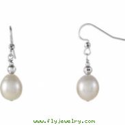 Sterling Silver EARRING Complete with Stone NONE NA 10.00-11.00 MM FRESHWATER CULTURED PEARL Polishe