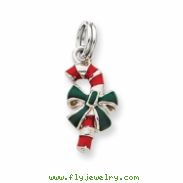 Sterling Silver Enamel Candy Cane Charm