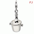 Sterling Silver Enamel Champagne Bottle In Ice Bucket With Lobster Charm