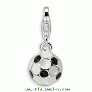 Sterling Silver Enamel Miniature Soccer Ball With Fancy Lobster With Lobster Clasp Charm