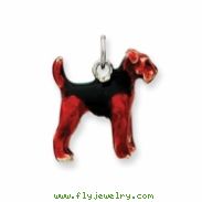 Sterling Silver Enameled Airedale Dog Charm