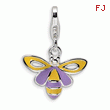 Sterling Silver Enameled Bee With Lobster Clasp Charm