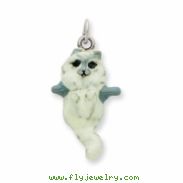 Sterling Silver Enameled Cat Hanging Charm