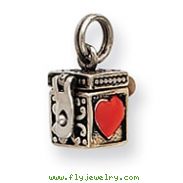 Sterling Silver Enameled Heart Prayer Box Charm