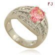Sterling Silver Fancy Pink and White CZ Ring