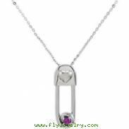 Sterling Silver February & Safe In My Love Pendant And Chain With Packaging