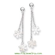 Sterling Silver Flowers Dangle Post Earrings